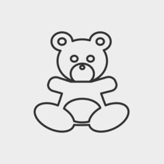 Teddy bear vector icon solid grey