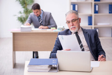 Two male employees working in the office