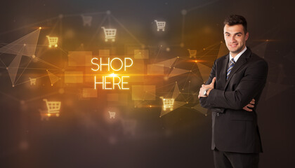 Businessman thinking about shopping