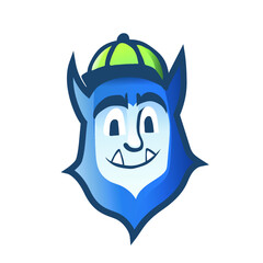 Yeti head illustration with green cap.