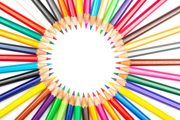 color pencil. set of colored pencils for drawing on a white background. artistic creativity of...