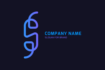 Original letter S for creative logo design. Vector sign for a company logotype on a dark background. Flat illustration EPS10.