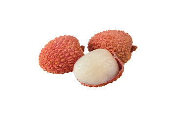 Lychee fruits closeup isolated on white