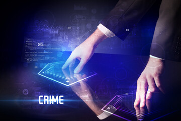 Hand touching digital table