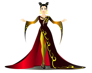 Charming fashionable Lady in long dress vector