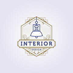 vintage hanging lamp interior furniture logo vector illustration design, retro logo design