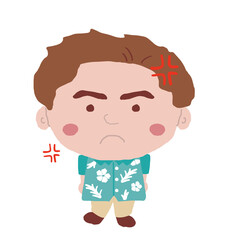 怒る沖縄のかりゆしウェアを着た男性　イラスト素材