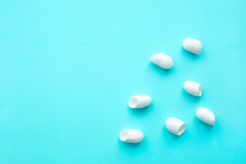 Fototapeta na wymiar White Organic silkworm cocoon for beauty treatments