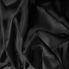 Black fabric texture for background; Abstract black fabric cloth wave or wavy folds texture material for background