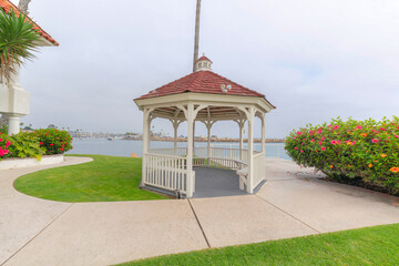 Gazebo outside a building on the seaside at Oceanside, California