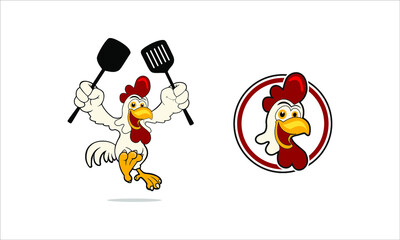 Flat illustration of Fried Chicken Food Industry mascot vector