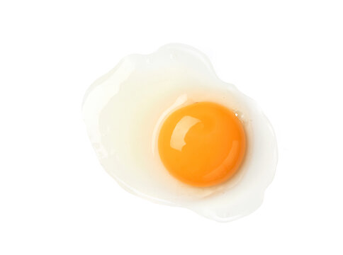 Flat lay of egg yolk on white background.