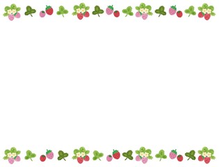 苺の手描き風イラスト　フレーム枠