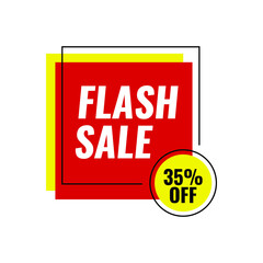 35% flash sale, banner design template, sales label, for sales promotion