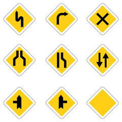 Priority road signs. Mandatory road signs. Traffic Laws. Vector illustration. stock image.