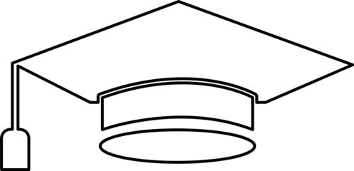 Graduation hat Icon vector line art on white background..eps