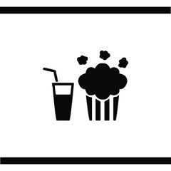 Popcorn with drink icon vector Illustration. Popcorn with drink icon image. Simple element illustration. Popcorn with drink symbol design. Isolated on White Background.