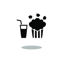 Popcorn with drink icon vector Illustration. Popcorn with drink icon image. Simple element illustration. Popcorn with drink symbol design. Isolated on White Background.