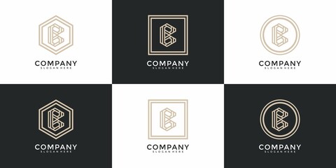 Collection initials b logo design template.