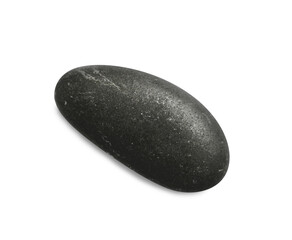 Black spa stone isolated on white, top view