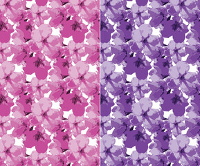 Purple and Pink watercolour seamless abstract floral pattern in 2 colour options for wallpaper, background and textile printing