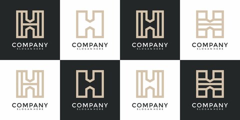 Set of collection initial letter h logo design template.