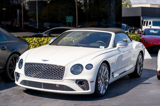 Miami, FL, USA - February 5, 2022: Photo of a new Bentley Continental GT V8 Convertible