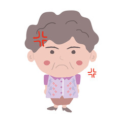 沖縄のかりゆしウェアを着た中年女性が怒る