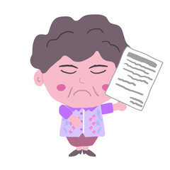 沖縄のかりゆしウェアを着た中年女性が書類を持っている