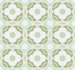 Japanese Cute Flower Bud Mosaic Vector Seamless Pattern