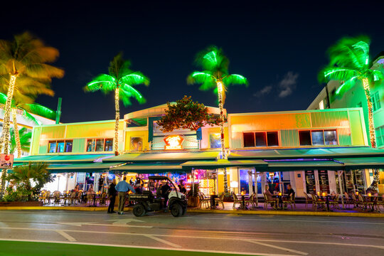 Miami Beach, FL, USA - February 2, 2022: Reopening of Mangos restaurant and night club on Ocean Drive