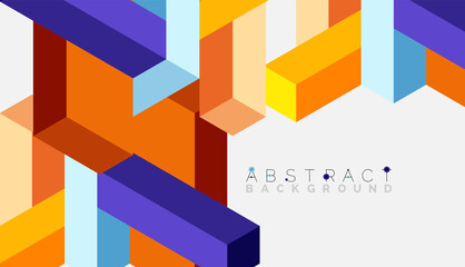 Abstract background. 3d cubes, cubic elements and blocks. Techno or business concept for wallpaper, banner, background, landing page