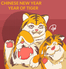 Chinese New Year with cute tiger image, design in a different style with a new spirit