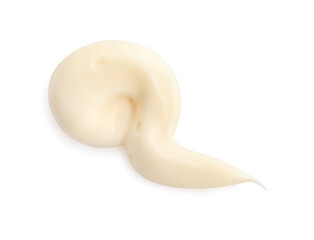 Fototapeta premium Tasty mayonnaise isolated on white, top view