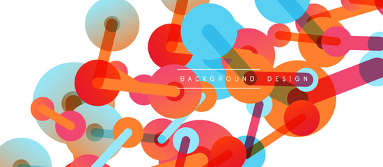 Line points connections geometric abstract background. Circles connected by lines. Trendy techno business template for wallpaper, banner, background or landing