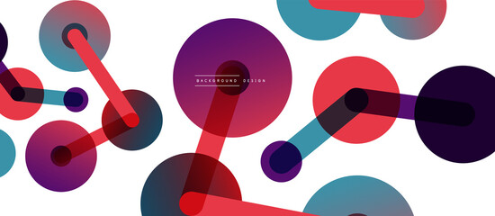Abstract background. Round dots connected by lines. Trendy techno business template for wallpaper, banner, background or landing