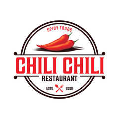 Red chili pepper logo template - obrazy, fototapety, plakaty