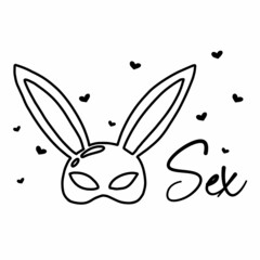 Obraz premium Vector illustration of mask. Poster for sex shop. Toys for adults. Doodle style. Sex toys.