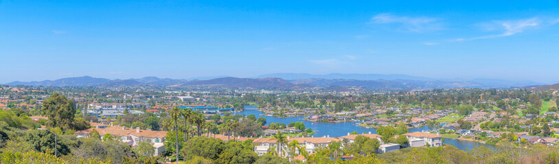 Fototapeta na wymiar Panoramic view of San Marcos community near the Lake San Marcos in San Diego, California