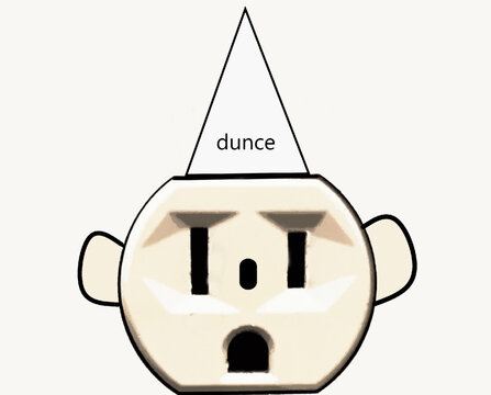 electric socket face with dunce cap