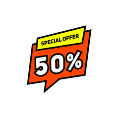 Sticker Discount 50% With Cartoon Theme