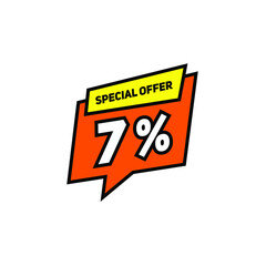 Sticker Discount 7% With Cartoon Theme