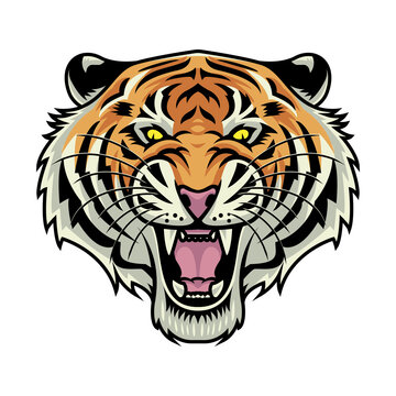 Tiger roar vector illustration premium vector