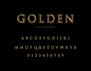 Fototapeta na wymiar style font design, golden alphabet letters and numbers vector illustration