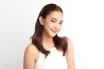 Beautiful young asian woman with clean fresh skin on white background, Face care, Facial treatment, Cosmetology, beauty and spa, Asian women portrait.