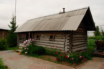 wooden bath made of timber. A traditional place for swimming.