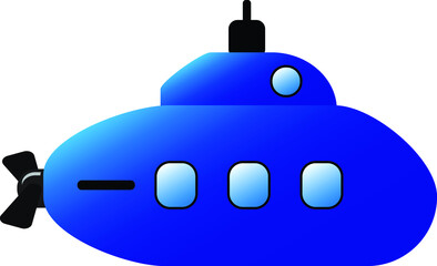 Illustration vector graphic of Blue Submarine suitable for children books, apparel, or any children's products