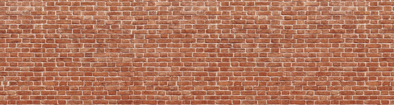 Old red brick wall background, wide panorama of masonry © uv_group