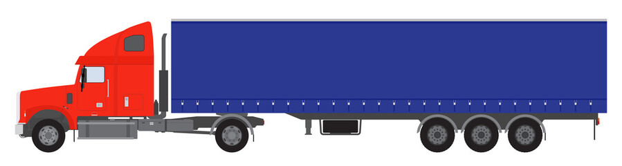 Color image of a freight road train. Vector illustration.