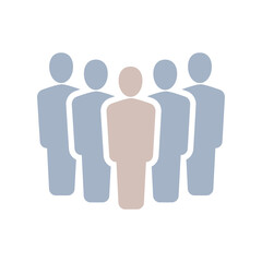 Five people icon,Vector silhouette illustration